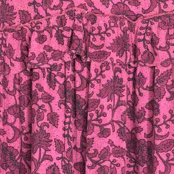 American Eagle Purple BoHo Print Ruffle Tier Tassel Tie Flutter Sleeve Dress S - Picture 11 of 14